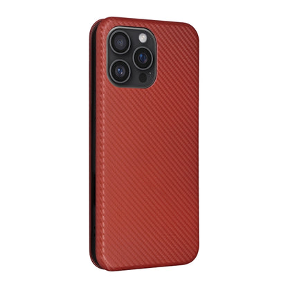 For iPhone 16 Pro Max Carbon Fiber Texture Flip Leather Phone Case(Brown) - iPhone 16 Pro Max Cases by buy2fix | Online Shopping UK | buy2fix