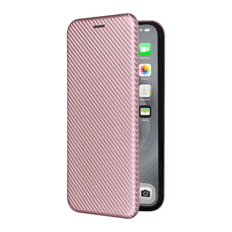 For iPhone 16 Pro Max Carbon Fiber Texture Flip Leather Phone Case(Pink) - iPhone 16 Pro Max Cases by buy2fix | Online Shopping UK | buy2fix