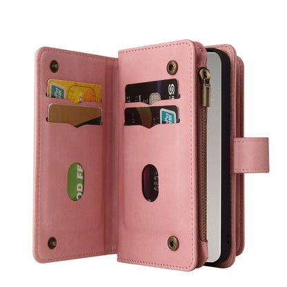 For Samsung Galaxy S25 Ultra 5G Skin Feel Multi Card Slots Zipper Wallet Leather Phone Case(Pink) - Galaxy S25 Ultra 5G Cases by buy2fix | Online Shopping UK | buy2fix