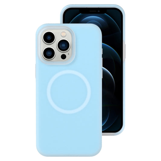 For iPhone 12 Pro Max Jelly Liquid Silicone MagSafe Magnetic Phone Case(Blue) - iPhone 12 Pro Max Cases by buy2fix | Online Shopping UK | buy2fix