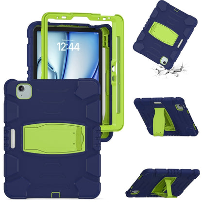 For iPad Air 11 2024 3-Layer Silicone Hybrid PC Tablet Case(Navy Blue Lime) - iPad Air 11 2024 Cases by buy2fix | Online Shopping UK | buy2fix