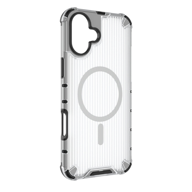 For iPhone 16 Plus Grating Airbag Shockproof MagSafe Frosted Phone Case(Transparent) - iPhone 16 Plus Cases by buy2fix | Online Shopping UK | buy2fix