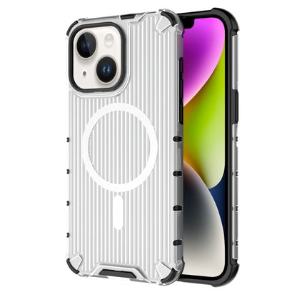 For iPhone 14 Grating Airbag Shockproof MagSafe Frosted Phone Case(Transparent) - iPhone 14 Cases by buy2fix | Online Shopping UK | buy2fix