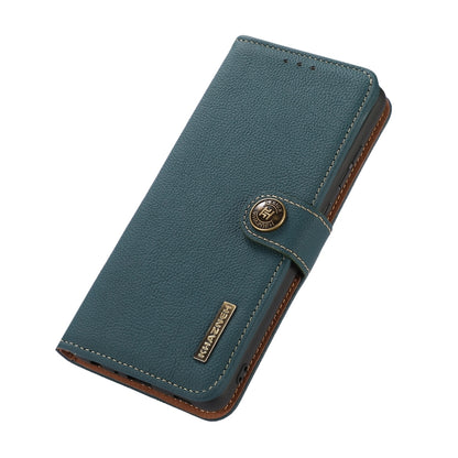 For Samsung Galaxy S25 Ultra 5G KHAZNEH Custer Genuine Leather RFID Phone Case(Green) - Galaxy S25 Ultra 5G Cases by buy2fix | Online Shopping UK | buy2fix