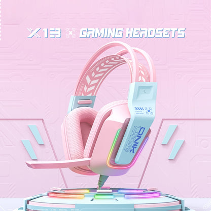 ONIKUMA X13 RGB Colorful Lighting Wired Gaming Headset with Microphone, Length:2.2m(Pink) - Multimedia Headset by ONIKUMA | Online Shopping UK | buy2fix