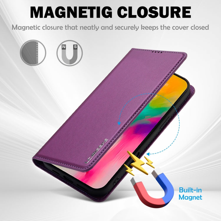 For iPhone 16 Pro Max LC.IMEEKE L1 Series Frosted Fine Texture PU Phone Case(Purple) - iPhone 16 Pro Max Cases by LC.IMEEKE | Online Shopping UK | buy2fix