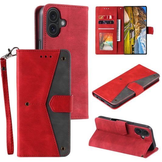 For iPhone 16 Nail Skin Feel Stitching Calf Texture Leather Phone Case(Red) - iPhone 16 Cases by buy2fix | Online Shopping UK | buy2fix