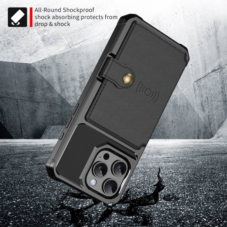 For iPhone 16 Pro Magnetic Wallet Card Bag Leather Phone Case(Black) - iPhone 16 Pro Cases by buy2fix | Online Shopping UK | buy2fix