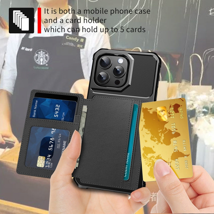 For iPhone 16 Pro Magnetic Wallet Card Bag Leather Phone Case(Black) - iPhone 16 Pro Cases by buy2fix | Online Shopping UK | buy2fix