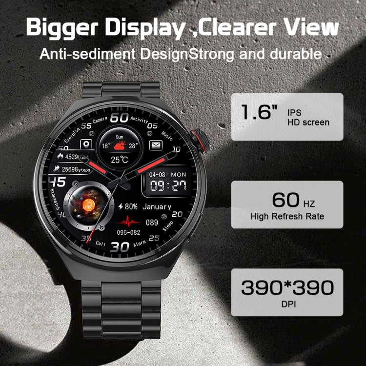 LEMFO LF38 1.6 inch IPS Screen Steel Strap Smart Watch Supports Blood Oxygen Monitoring(Black) - Smart Watches by LEMFO | Online Shopping UK | buy2fix