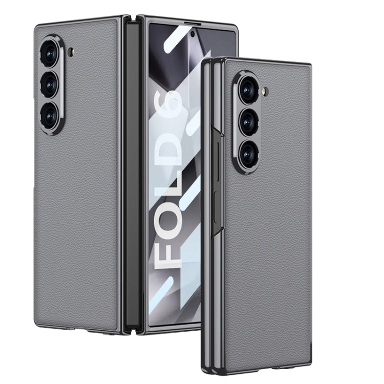 For Samsung Galaxy Z Fold6 GKK Integrated Plating Leather Full Coverage Phone Case(Grey) - Galaxy Z Fold6 5G Cases by GKK | Online Shopping UK | buy2fix