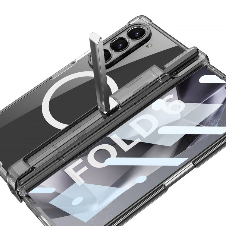 For Samsung Galaxy Z Fold6 GKK Integrated Airbag Hinge Full Coverage MagSafe Phone Case with Holder / Pen Box, Not Included Pen(Transparent) - Galaxy Z Fold6 5G Cases by GKK | Online Shopping UK | buy2fix