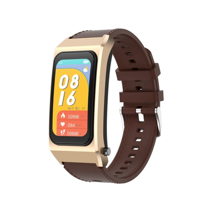 A8 1.98 inch 2 in 1 Bluetooth Earphone Silicone Strap Smart Watch, Support ECG / NFC(Brown) - Smart Watches by buy2fix | Online Shopping UK | buy2fix