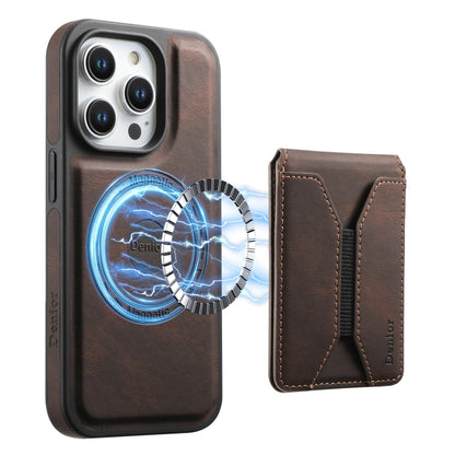 For iPhone 16 Pro Max Denior D17 Skin Feel MagSafe Detachable Card Slot Phone Case(Brown) - iPhone 16 Pro Max Cases by Denior | Online Shopping UK | buy2fix