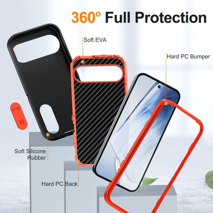 For Google Pixel 9 Pro Rugged PC + Silicone Phone Case with Holder(Black+Orange) - Google Cases by buy2fix | Online Shopping UK | buy2fix