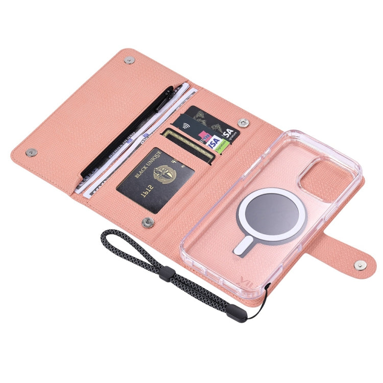 For Samsung Galaxy S24+ 5G ViLi GHB-C Series RFID MagSafe Magnetic Flip Leather Phone Case(Pink) - Galaxy S24+ 5G Cases by ViLi | Online Shopping UK | buy2fix