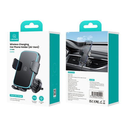 USAMS CD230 15W Accurate Aligment Wireless Charging Car Phone Holder with Suction Cup(Black) - Wireless Charger Holders by USAMS | Online Shopping UK | buy2fix