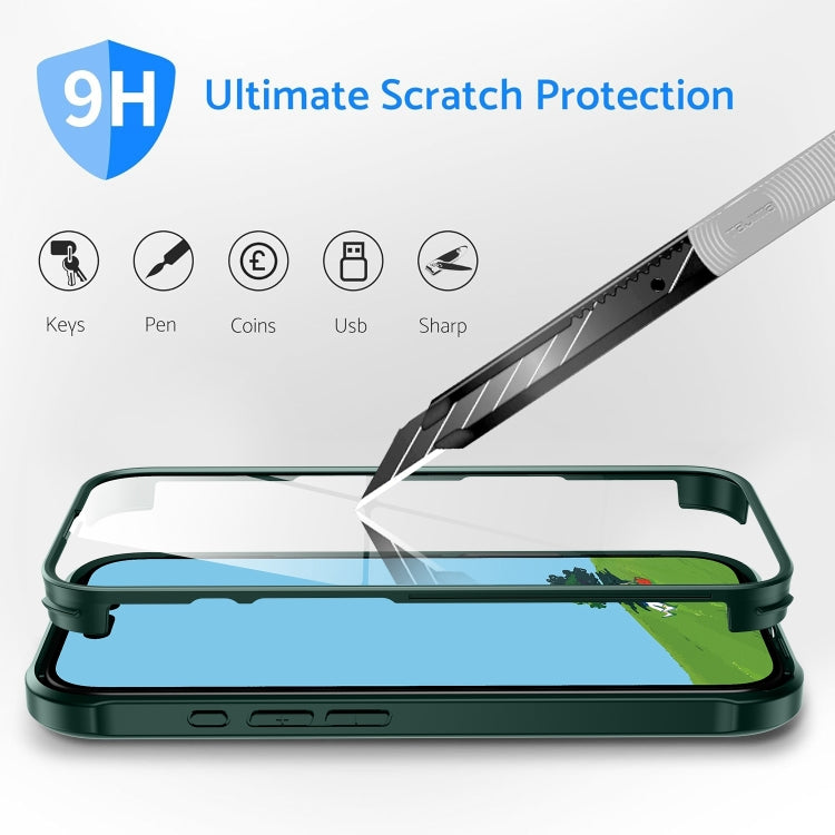 For iPhone 16 Pro Double-sided Plastic Glass Phone Protective Case(Dark Green) - iPhone 16 Pro Cases by buy2fix | Online Shopping UK | buy2fix