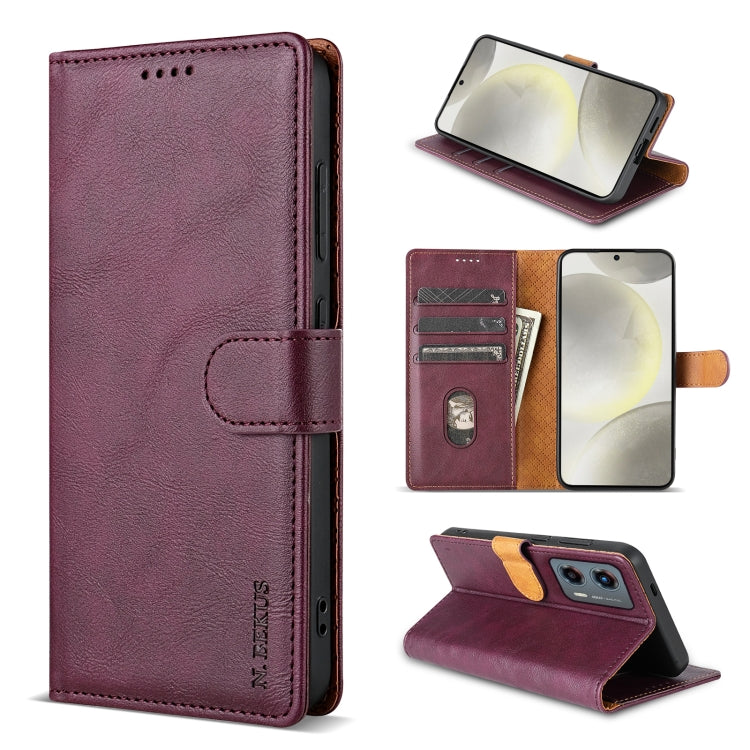 For Motorola Moto G Play 2024 N.BEKUS CSJ-P1 Solid Color Leather Phone Case(Wine Red) - Motorola Cases by N.BEKUS | Online Shopping UK | buy2fix