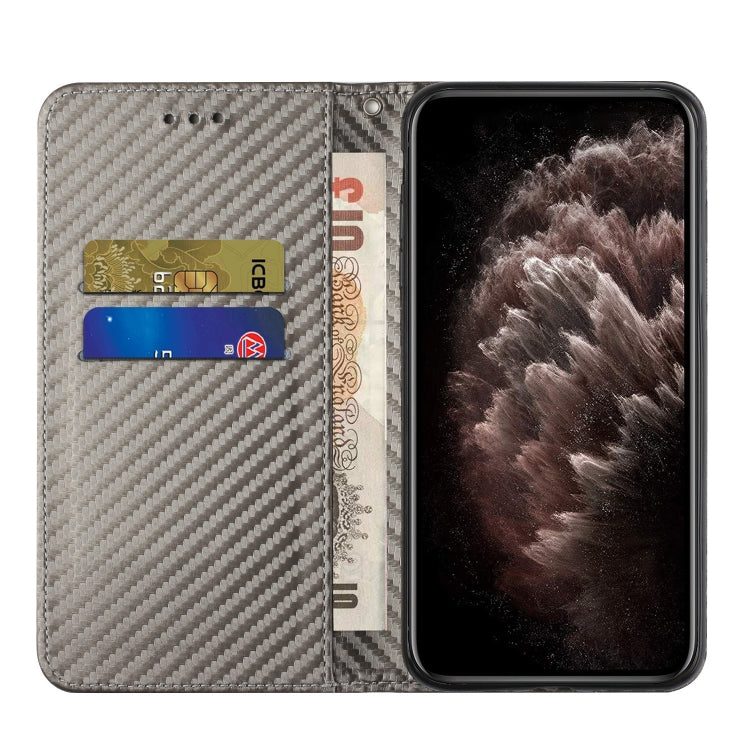 For iPhone 16 Pro Carbon Fiber Texture Magnetic Flip Leather Phone Case(Grey) - iPhone 16 Pro Cases by buy2fix | Online Shopping UK | buy2fix