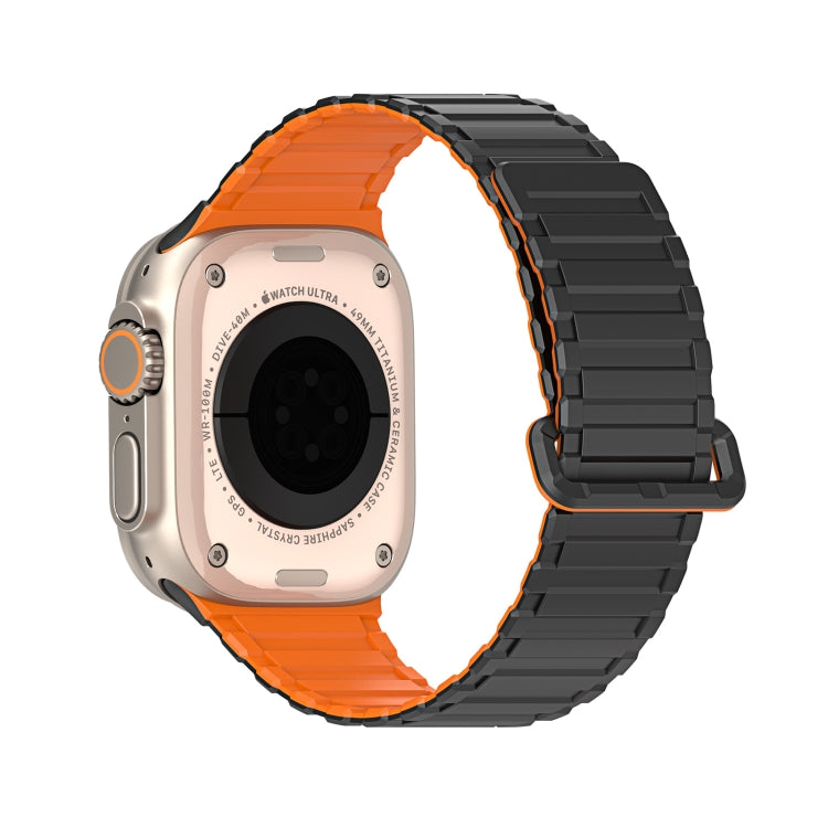 For Apple Watch SE 2022 44mm DUX DUCIS KJ Series Magnetic Buckle Silicone Watch Band(Black Orange) - Watch Bands by DUX DUCIS | Online Shopping UK | buy2fix