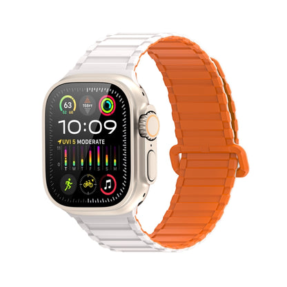 For Apple Watch Series 7 45mm DUX DUCIS KJ Series Magnetic Buckle Silicone Watch Band(Starlight Orange) - Watch Bands by DUX DUCIS | Online Shopping UK | buy2fix