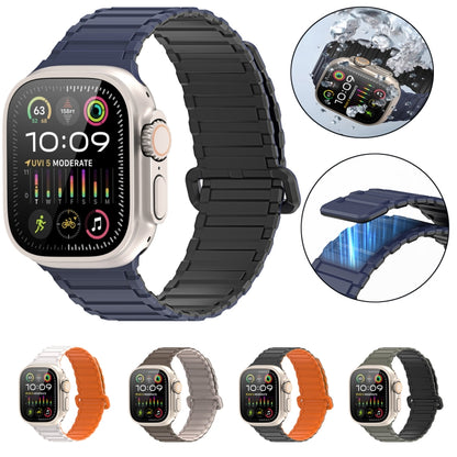 For Apple Watch Series 2 42mm DUX DUCIS KJ Series Magnetic Buckle Silicone Watch Band(Black Blue) - Watch Bands by DUX DUCIS | Online Shopping UK | buy2fix