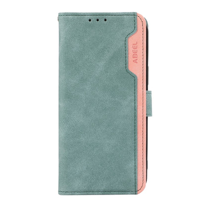 For OnePlus 13 ABEEL Color Block Magnetic RFID Leather Phone Case(Cyan-Pink) - OnePlus Cases by buy2fix | Online Shopping UK | buy2fix