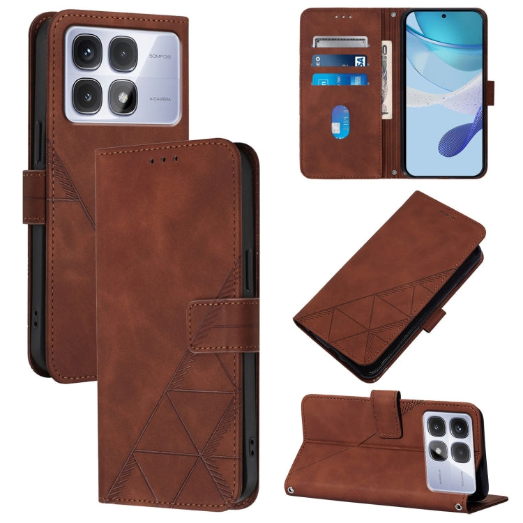 For Redmi K70 Ultra 5G Global Crossbody 3D Embossed Flip Leather Phone Case(Brown) - Xiaomi Cases by buy2fix | Online Shopping UK | buy2fix