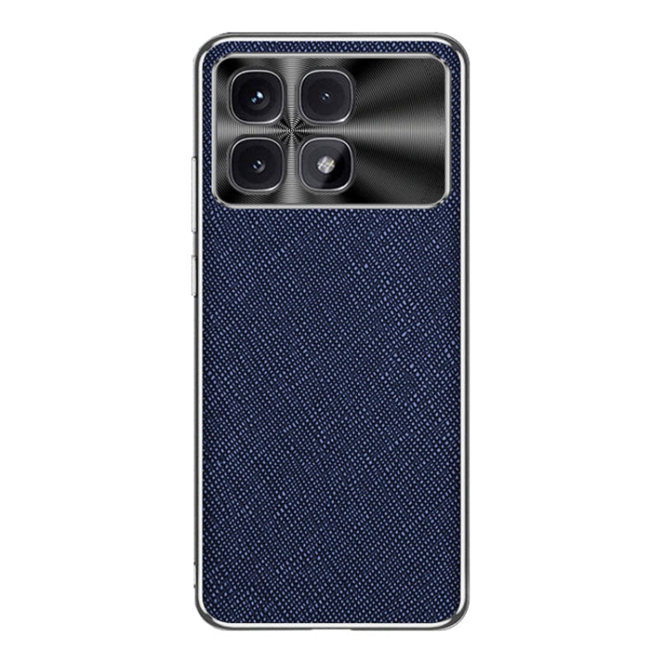 For Redmi K70 Ultra Silver Edge Cross Texture PU Leather Phone Case(Sapphire Blue) - Xiaomi Cases by buy2fix | Online Shopping UK | buy2fix