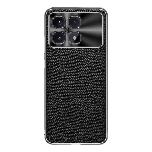 For Redmi K70 Ultra Silver Edge Cross Texture PU Leather Phone Case(Black) - Xiaomi Cases by buy2fix | Online Shopping UK | buy2fix