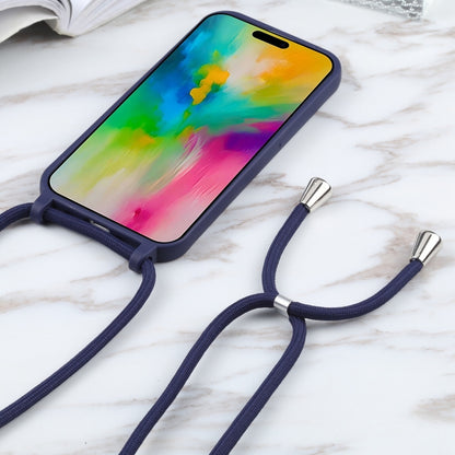 For iPhone 16 Pro Max Candy Colors TPU Protective Phone Case with Lanyard(Dark Blue) - iPhone 16 Pro Max Cases by buy2fix | Online Shopping UK | buy2fix