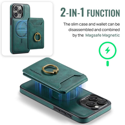 For iPhone 15 Plus DG.MING K1 MagSafe Detachable Wallet RFID Back Cover Phone Case(Green) - iPhone 15 Plus Cases by DG.MING | Online Shopping UK | buy2fix