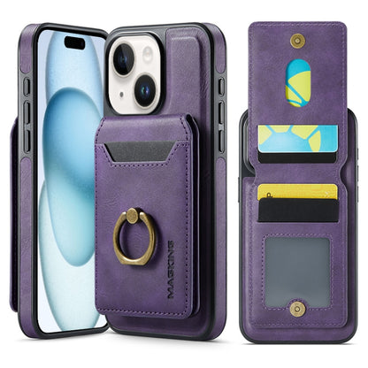 For iPhone 15 DG.MING K1 MagSafe Detachable Wallet RFID Back Cover Phone Case(Purple) - iPhone 15 Cases by DG.MING | Online Shopping UK | buy2fix