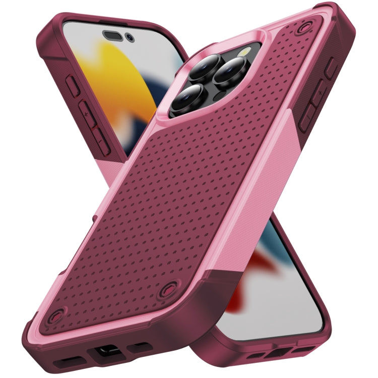 For iPhone 16 Pro Max PC + TPU Shockproof Protective Phone Case(Pink+Dark Red) - iPhone 16 Pro Max Cases by buy2fix | Online Shopping UK | buy2fix