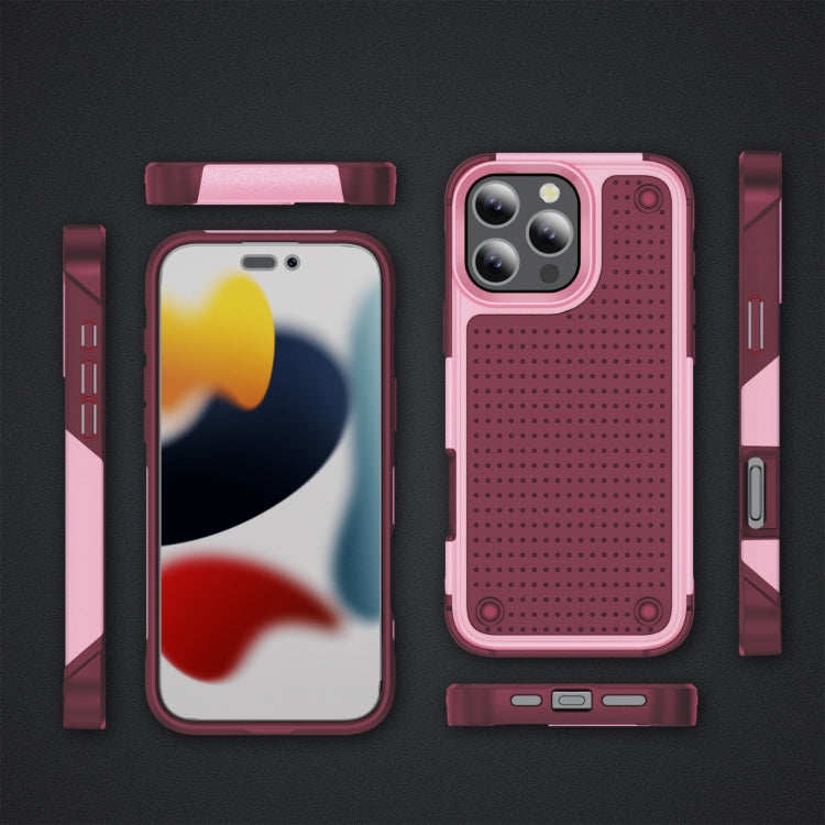 For iPhone 16 Pro PC + TPU Shockproof Protective Phone Case(Pink+Dark Red) - iPhone 16 Pro Cases by buy2fix | Online Shopping UK | buy2fix