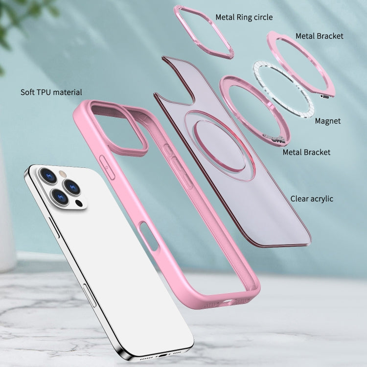 For iPhone 16 Pro Max Wing Series MagSafe Magnetic Ring Holder Phone Case(Pink) - iPhone 16 Pro Max Cases by buy2fix | Online Shopping UK | buy2fix