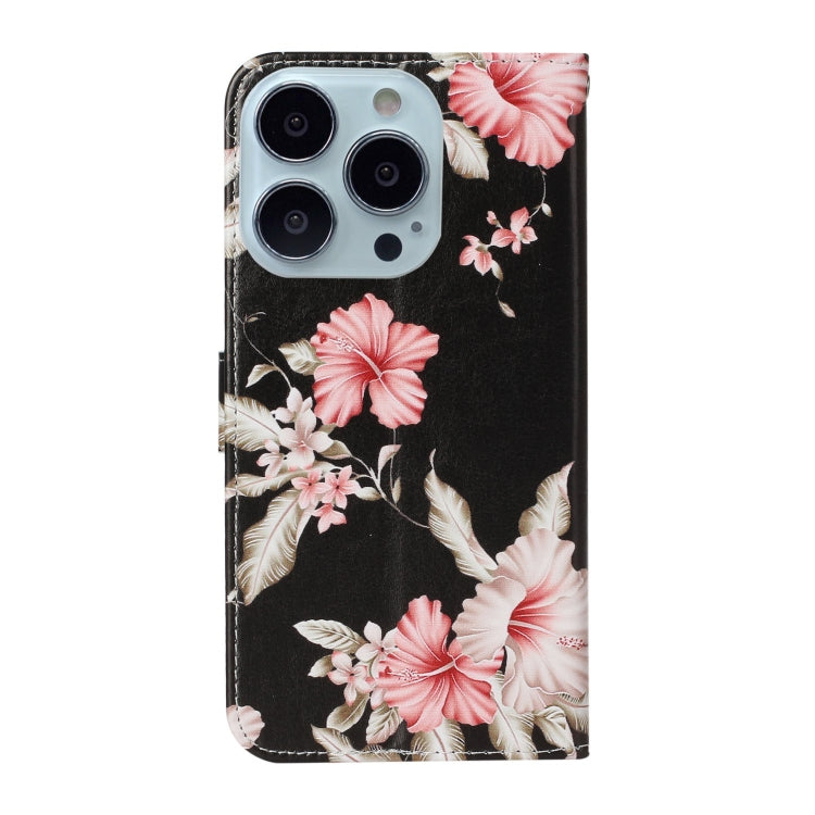 For iPhone 16 Pro Colored Drawing Marble Pattern Leather Phone Case(Azalea) - iPhone 16 Pro Cases by buy2fix | Online Shopping UK | buy2fix