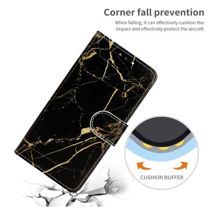 For iPhone 16 Colored Drawing Marble Pattern Leather Phone Case(Black Gold Marble) - iPhone 16 Cases by buy2fix | Online Shopping UK | buy2fix