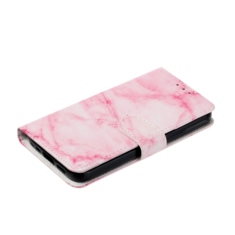 For iPhone 16 Colored Drawing Marble Pattern Leather Phone Case(Pink Marble) - iPhone 16 Cases by buy2fix | Online Shopping UK | buy2fix