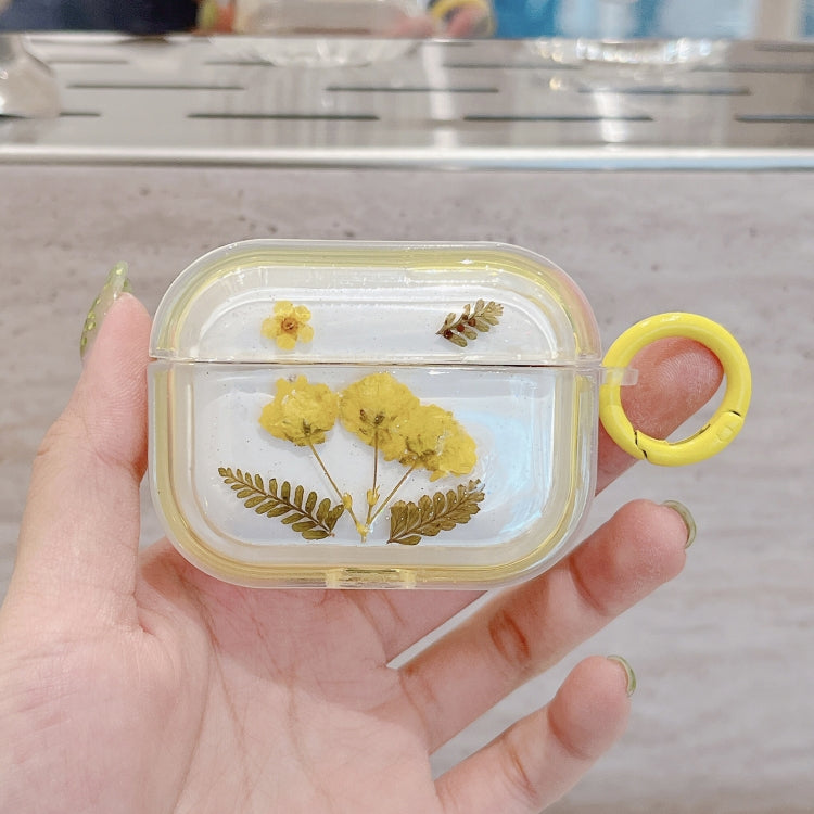 For AirPods 3 Glitter Starry Epoxy Dried Flowers Earbuds Box TPU Case(Yellow) - For AirPods 3 by buy2fix | Online Shopping UK | buy2fix