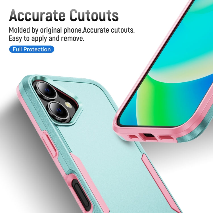 For iPhone 16 Pioneer Armor Heavy Duty PC + TPU Phone Case(Green+Pink) - iPhone 16 Cases by buy2fix | Online Shopping UK | buy2fix