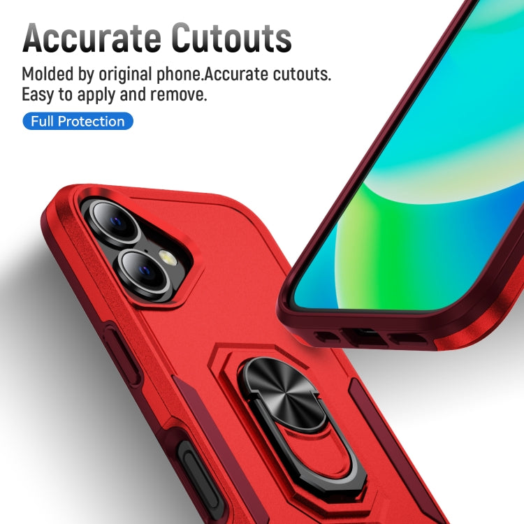 For iPhone 16 Plus Pioneer Armor Heavy Duty PC + TPU Phone Case with Holder(Red+Rose Red) - iPhone 16 Plus Cases by buy2fix | Online Shopping UK | buy2fix