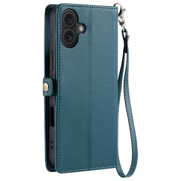 For iPhone 16 Plus Wallet Multi-card Slot Leather Phone Case with Lanyard(Green) - iPhone 16 Plus Cases by buy2fix | Online Shopping UK | buy2fix