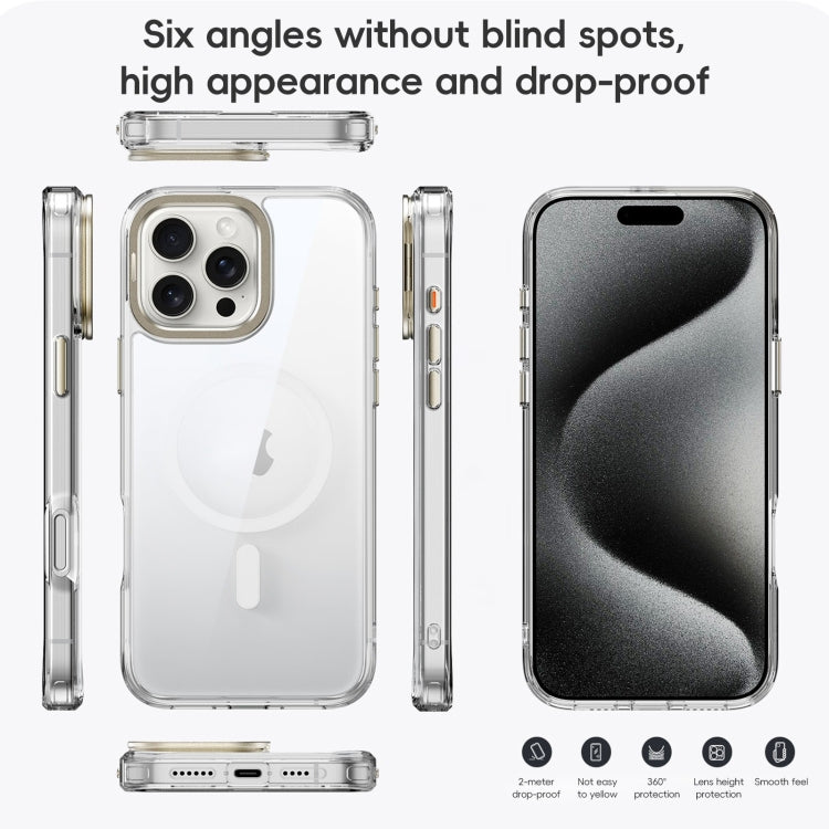 For iPhone 16 Pro Mirror Crystal Clear Lens Holder MagSafe Magnetic Phone Case(Transparent Grey) - iPhone 16 Pro Cases by buy2fix | Online Shopping UK | buy2fix