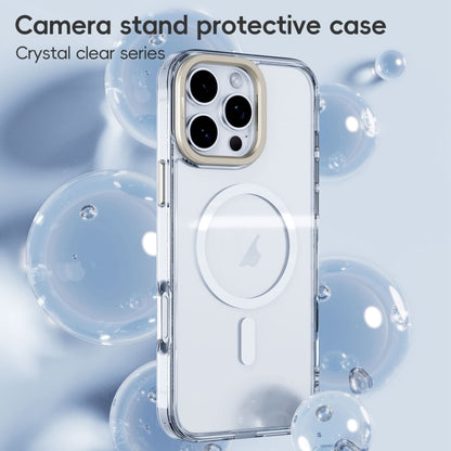 For iPhone 16 Plus Frosted Crystal Clear Lens Holder MagSafe Magnetic Phone Case(Transparent) - iPhone 16 Plus Cases by buy2fix | Online Shopping UK | buy2fix