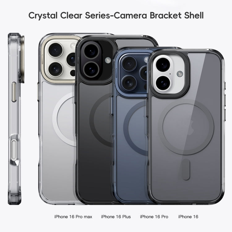 For iPhone 16 Plus Frosted Crystal Clear Lens Holder MagSafe Magnetic Phone Case(Transparent) - iPhone 16 Plus Cases by buy2fix | Online Shopping UK | buy2fix