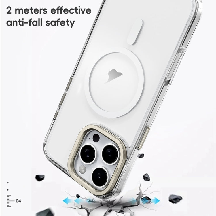 For iPhone 16 Pro Frosted Crystal Clear Lens Holder MagSafe Magnetic Phone Case(Transparent) - iPhone 16 Pro Cases by buy2fix | Online Shopping UK | buy2fix