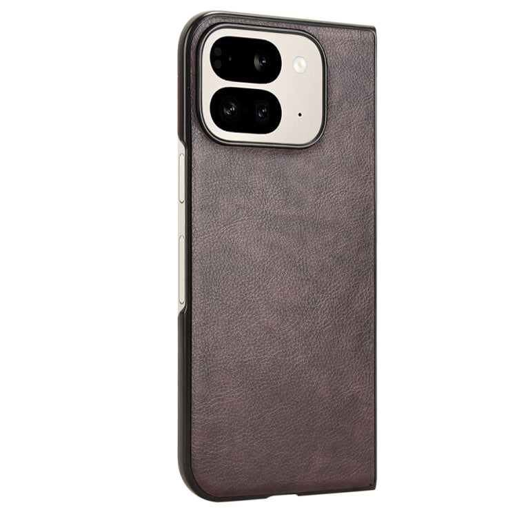 For Google Pixel 9 Pro Fold Litchi Texture Back Cover Phone Case(Brown) - Google Cases by buy2fix | Online Shopping UK | buy2fix