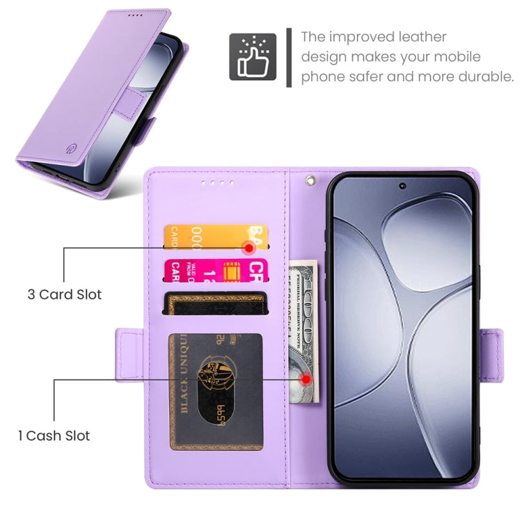 For Redmi K70 Ultra Side Buckle Magnetic Frosted Leather Phone Case(Purple) - Xiaomi Cases by buy2fix | Online Shopping UK | buy2fix